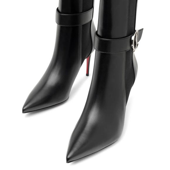 Christian Louboutin SO CL Chelsea Booty 85 Black Leather Ankle Heel Bootie 37.5 - Picture 8 of 14